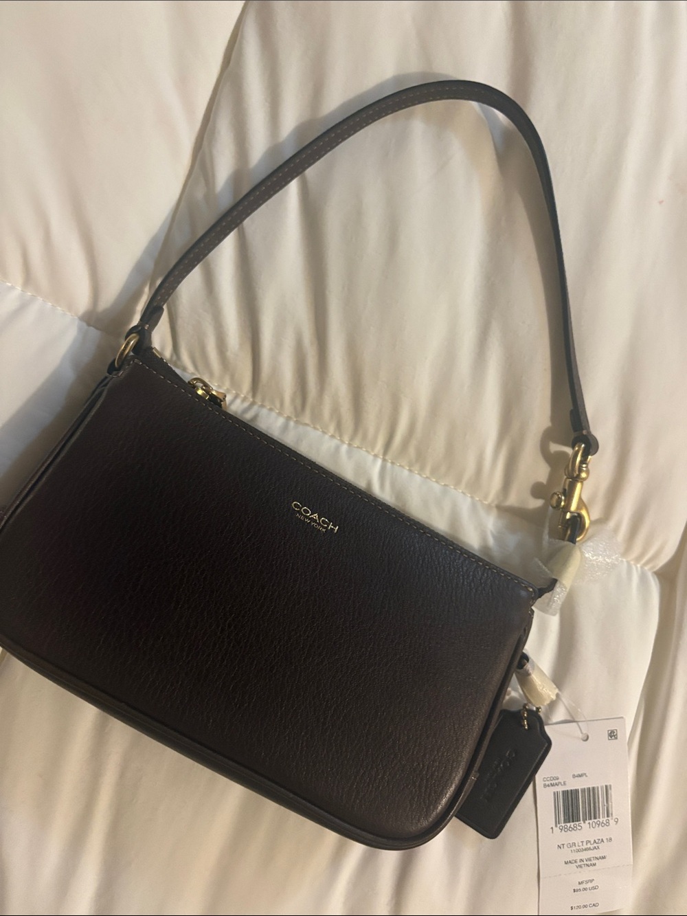 Coach Brown Leather Shoulder Bag with Gold Hardware